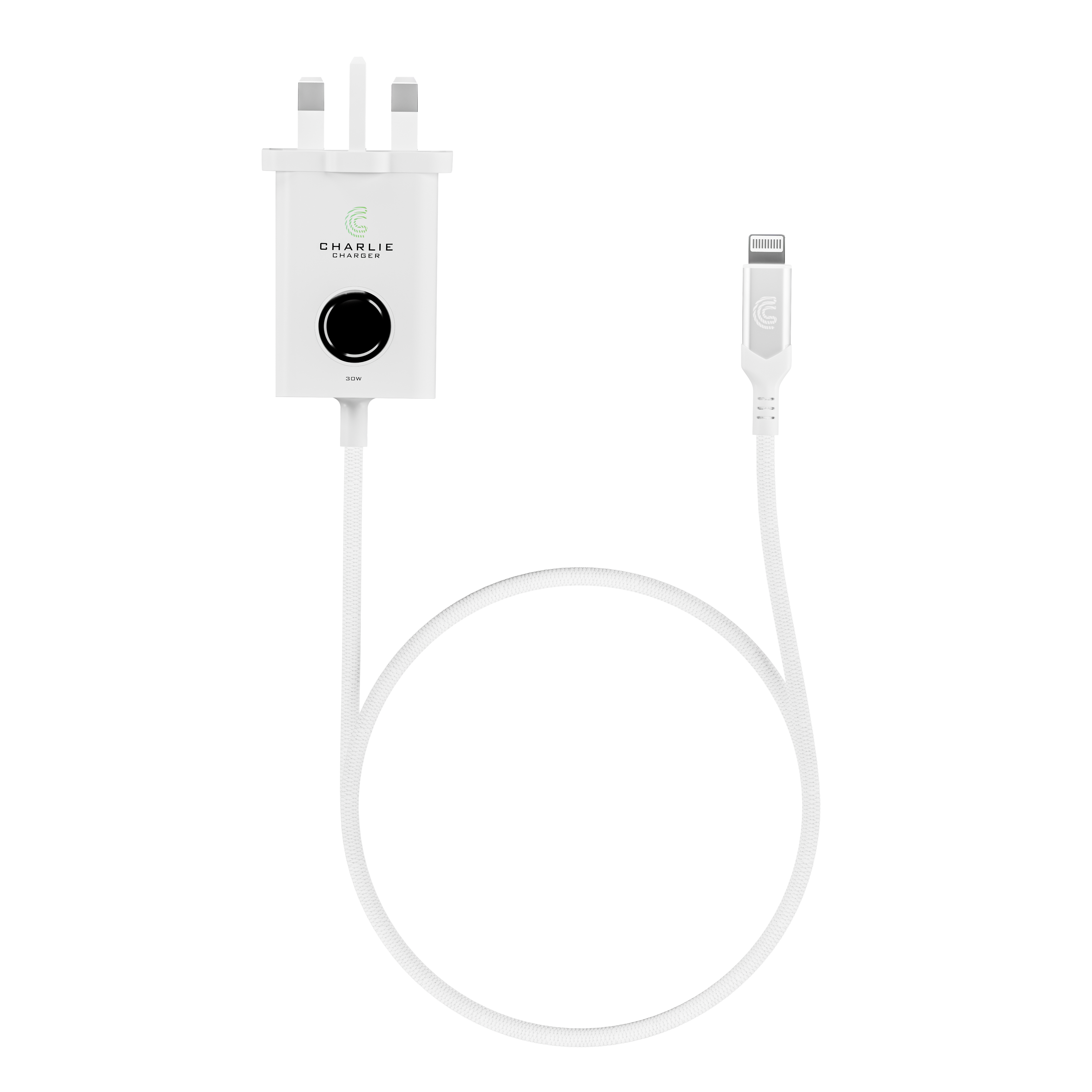 Charlie Charger 30W Lightning USB 1 Metre White