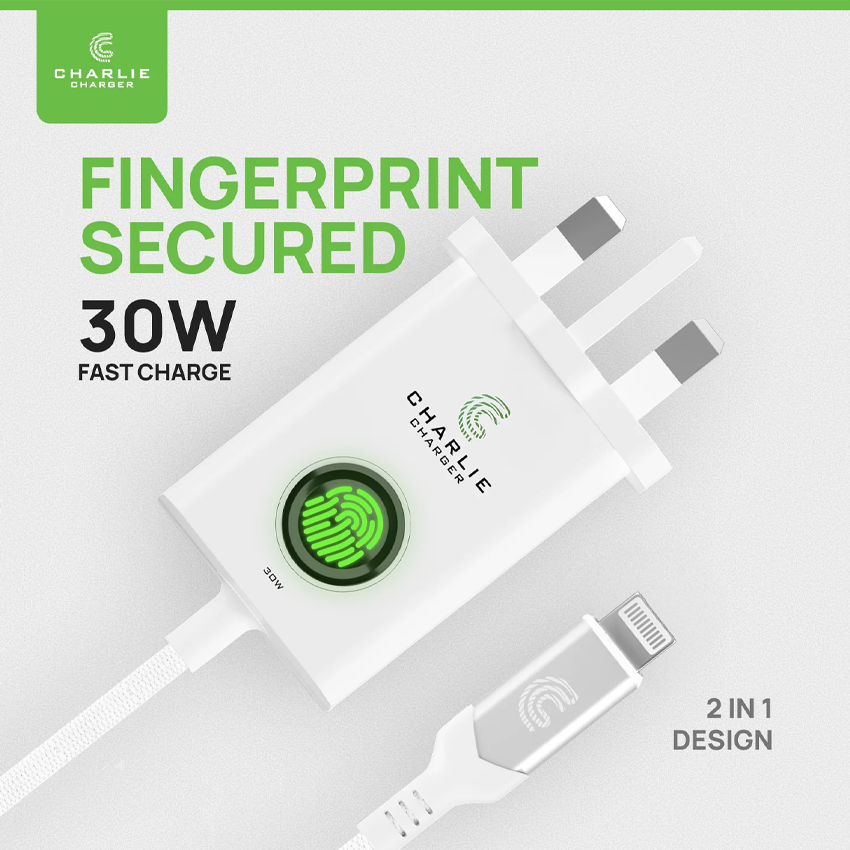 Charlie Charger 30W Lightning USB 1 Metre White