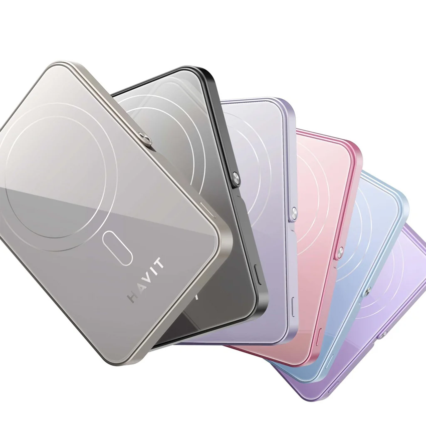 HAVIT Power Bank 10,000mAh Magnetic Wireless Charger PB5222 Titanium