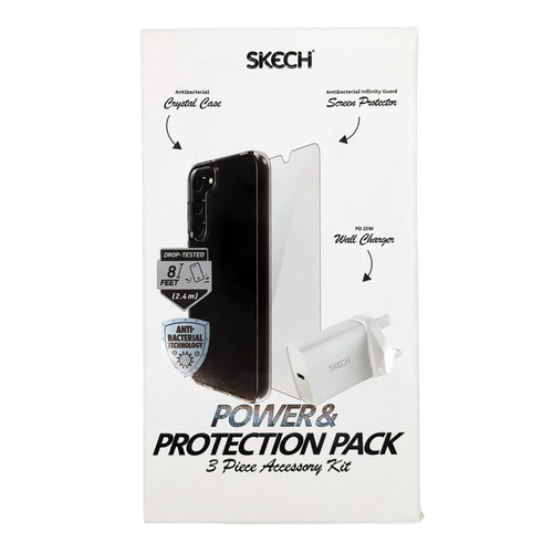 SKECH IPH 13 Bundle Pack Clear Case + Screen Protector + 20W PD 3 PIN Charger
