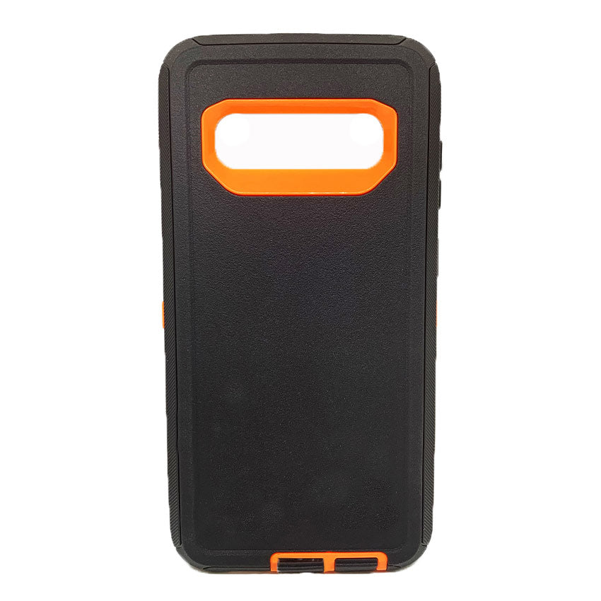 Generic Samsung S10 Plus Defender Case-black:orange- Fonez-Keywords : MacBook - Fonez.ie - laptop- Tablet - Sim free - Unlock - Phones - iphone - android - macbook pro - apple macbook- fonez -samsung - samsung book-sale - best price - deal