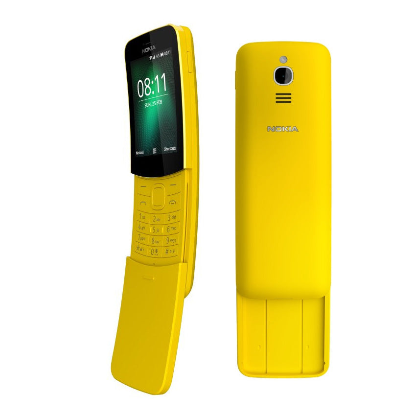 Nokia 8110 4G Yellow with front, right side view